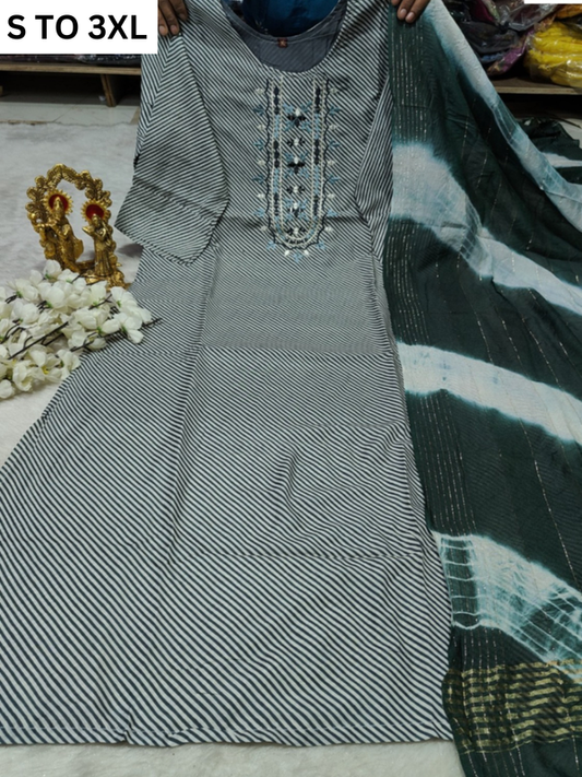 HEAVY MUSLIN COTTON SOFT KURTA DUPATTA S TO 3XL-DESIGN 40