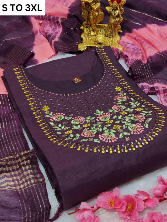 HEAVY MUSLIN COTTON SOFT KURTA DUPATTA S TO 3XL-DESIGN 41