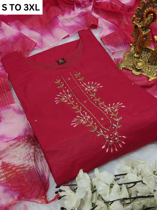 HEAVY MUSLIN COTTON SOFT KURTA DUPATTA S TO 3XL-DESIGN 42