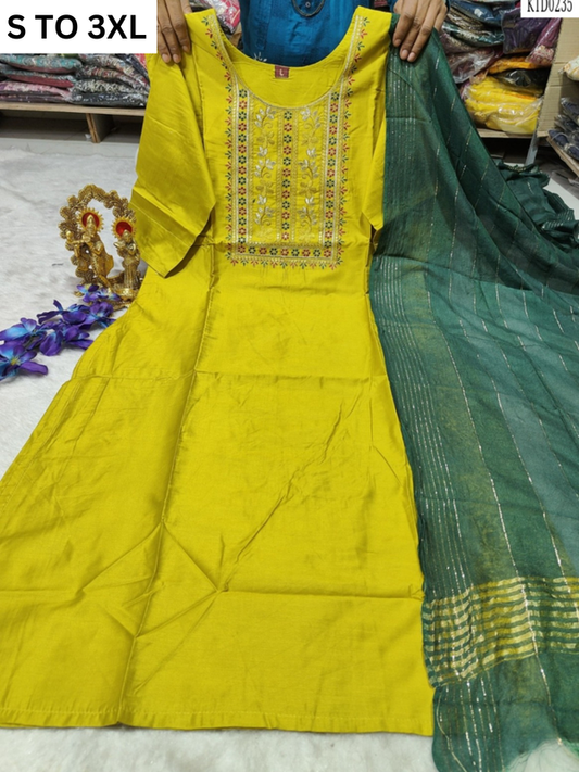 HEAVY MUSLIN COTTON SOFT KURTA DUPATTA S TO 3XL-DESIGN 46
