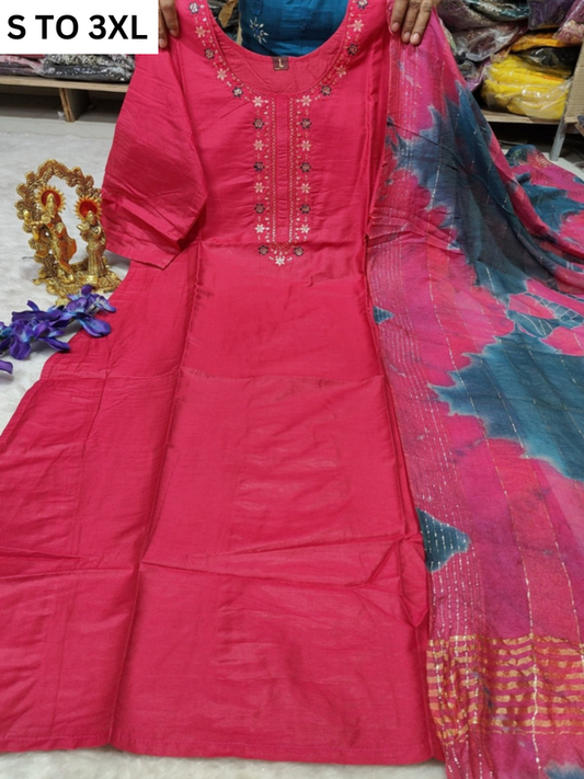 HEAVY MUSLIN COTTON SOFT KURTA DUPATTA S TO 3XL-DESIGN 48