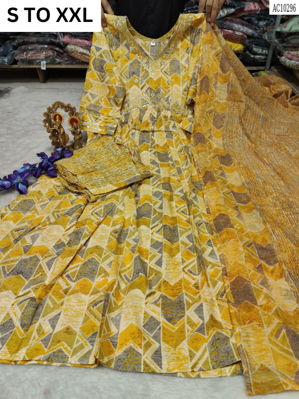 HEAVY ALIACUT KURTA PANT DUPATTA S TO XXL-DESIGN 24