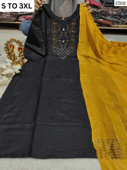 HEAVY MUSLIN COTTON SOFT KURTA DUPATTA S TO 3XL - DESIGN 16 - VASTRA COLLECTION